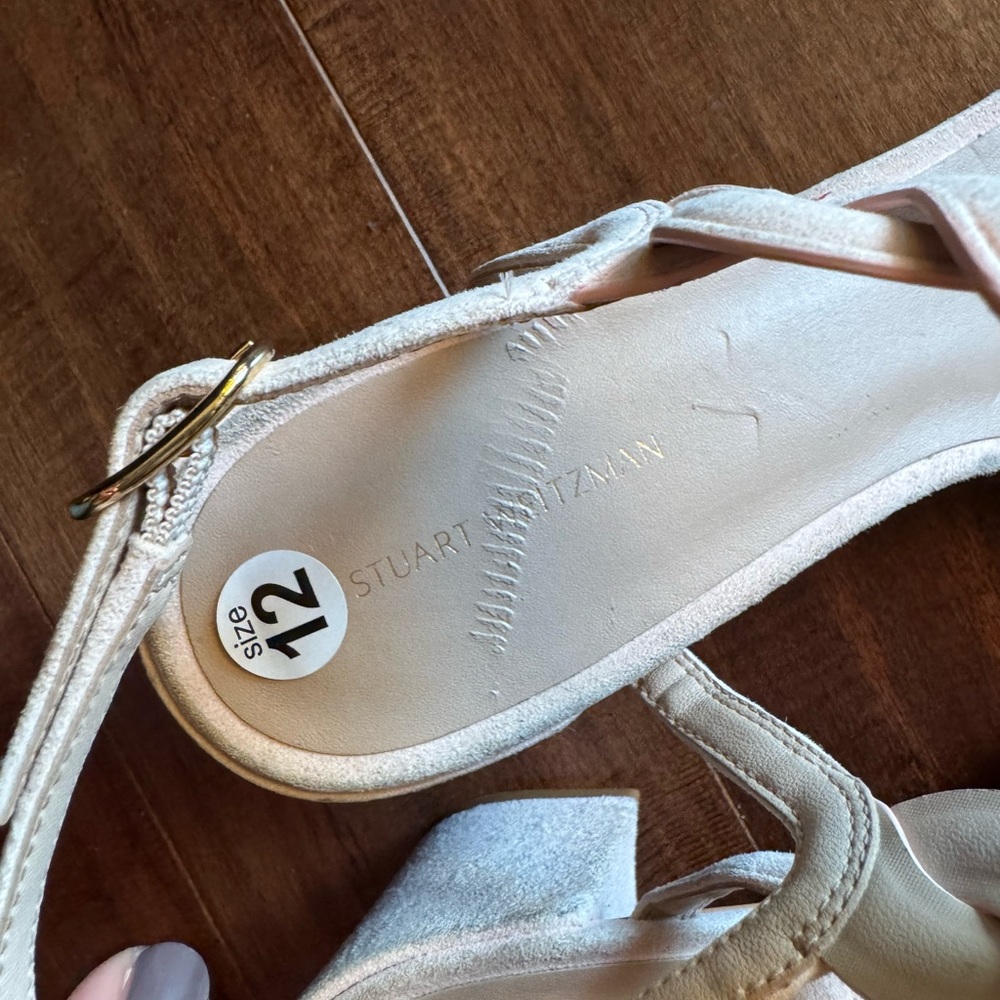 Stuart Weitzman Light Pink Suede Dancer Twistie Sandals  Heels sz 12 - Picture 3 of 10